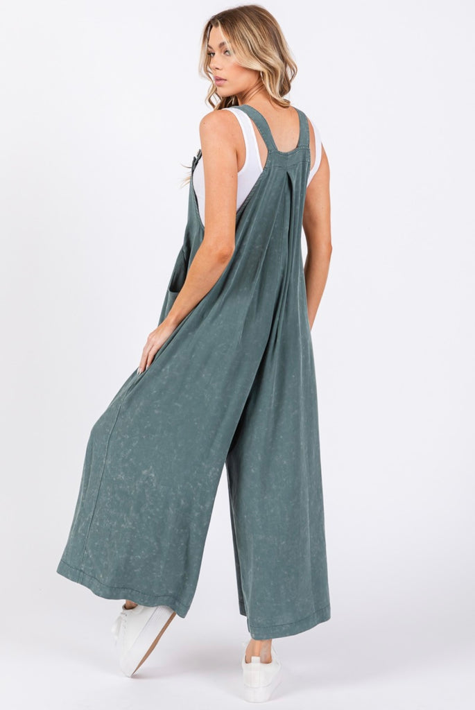 Fun and Flirty Mineral Wash Jumpsuit