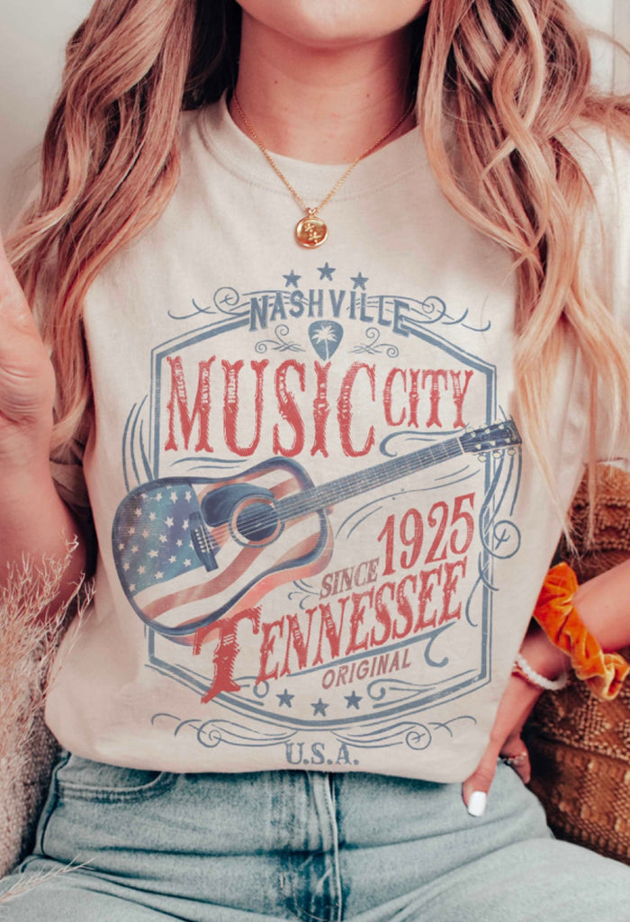 Nashville Music Graphic T-shirt- Plus Size