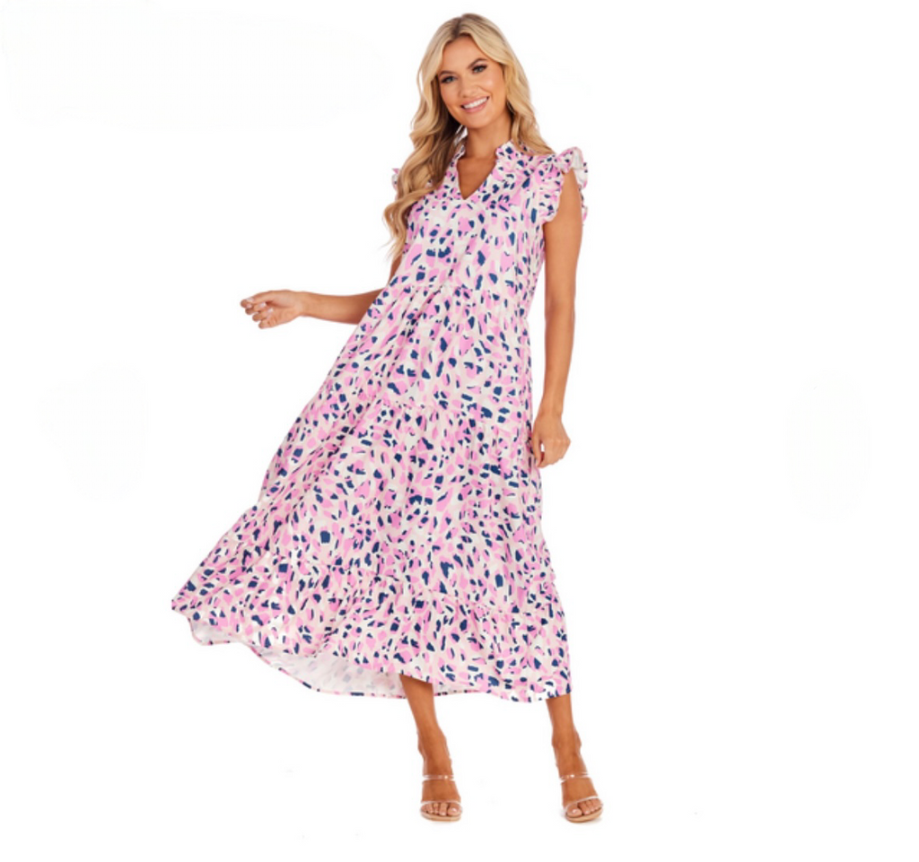 Tracey Pink Abstract Maxi Dress