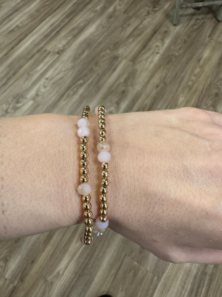Gold and Pink Glass Bracelet