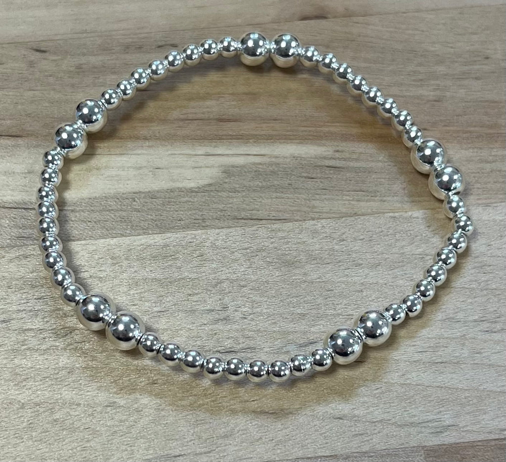 Silver Double Beaded Stretch Bracelets