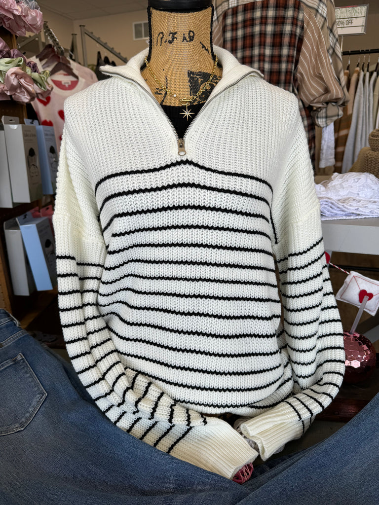 Stay Cozy Striped Knit Sweater