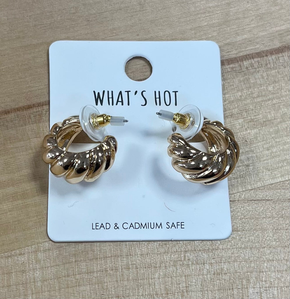 Gold Swirled Textured .75” Earrings