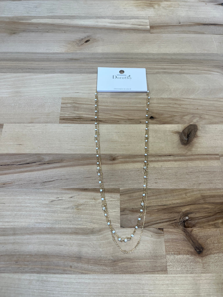 White Crystal and Gold Chain Necklace