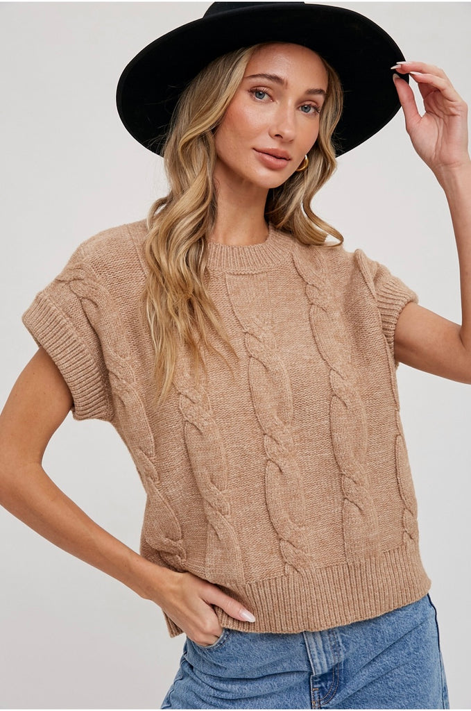 Courtney Cable Knit Short Sleeved Sweater